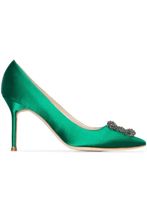 Manolo Blahnik 90 mm Hangisi satijnen pumps