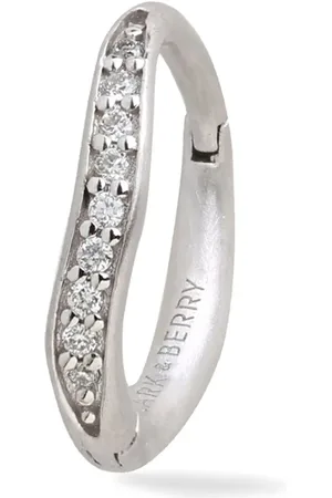 Lark & Berry 14kt witgouden grote Dune oorring met diamant