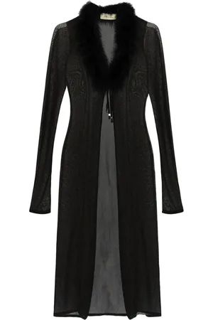 BLUMARINE Mantel met veren afwerking