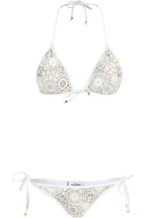 AMIR SLAMA Bikini met geborduurde bloemen