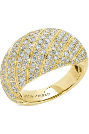 Anita 18kt geelgouden bolvormige ring met diamant