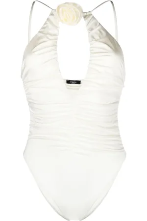 Noire Swimwear Badpak met bloemenpatch en ruches