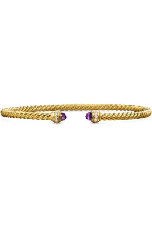 David Yurman 18kt geelgouden Classic Cablespira armband met diamant (3mm)