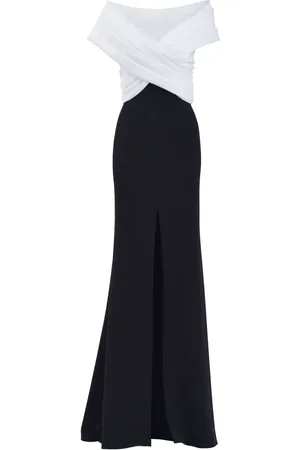 Tadashi Shoji Tweekleurige avondjurk met split