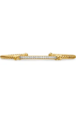 David Yurman 18kt geelgouden Petite Helena Cablespira Station armband met diamant (3mm)
