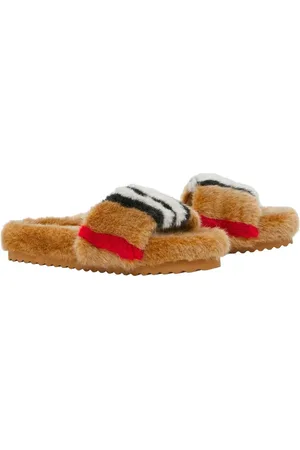 Burberry Icon Stripe slippers met motief