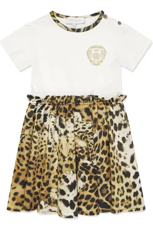 Roberto Cavalli Jurk met geborduurd logo en luipaardprint