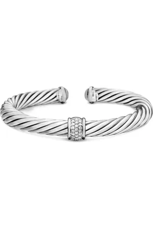 David Yurman Sterling zilveren Classic Cable Station armband (7mm)