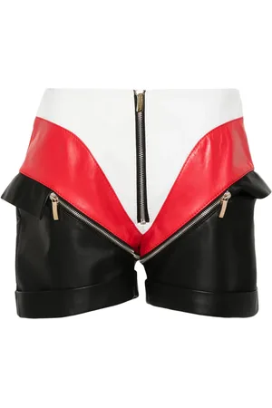 MITILIANE COUTURE Leren shorts met vlakken