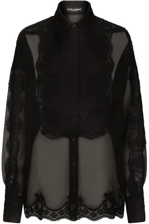 Dolce & Gabbana Organza smoking blouse met kanten afwerking