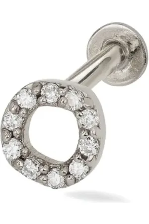 Lark & Berry 14kt witgouden Halo oorbel met diamant