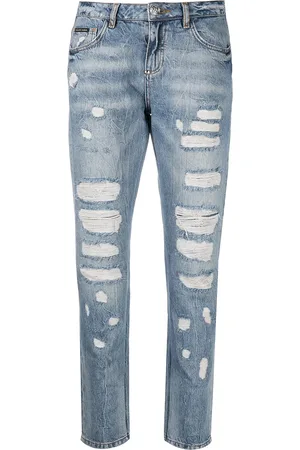 Philipp Plein Gerafelde jeans