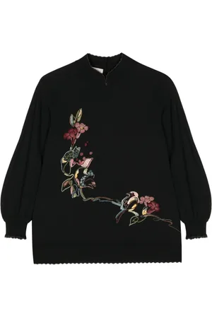 SHIATZY CHEN Trui met geborduurde bloemen en gespleten hals