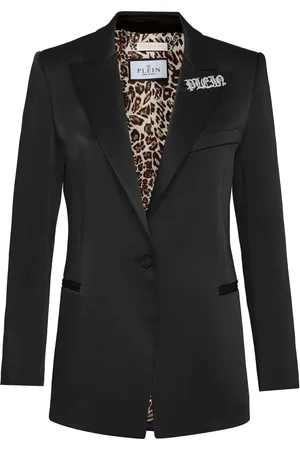 Philipp Plein Satijnen blazer verfraaid met logo