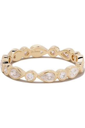 De Beers 18kt geelgouden Petal ring met diamant