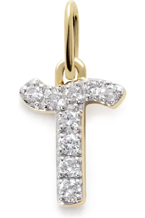 Monica Vinader 14kt geelgouden Initial T hanger met diamant