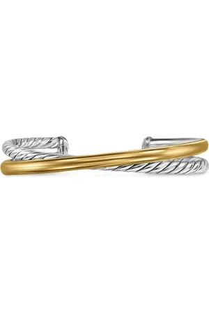 David Yurman 18kt geelgouden en sterling zilveren Crossover Two Row armband (11mm)