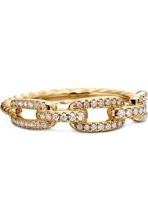 David Yurman 18kt geelgouden Stax Chain Link ring met diamant (4,5mm)