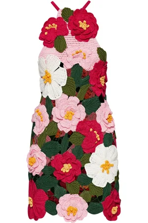 Oscar de la Renta Camellia gehaakte jurk
