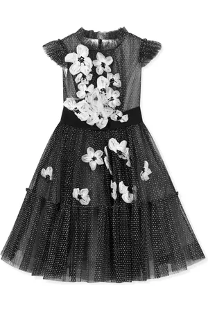 Marchesa Notte Zijden jurk met bloemdetail