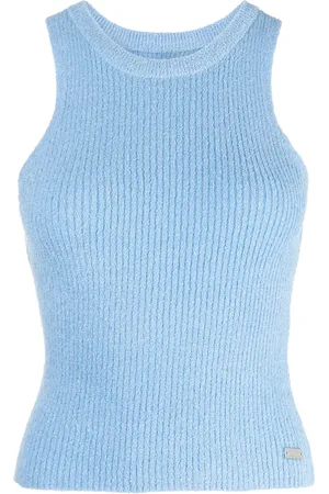 Izzue Geribbelde tanktop met logoplakkaat