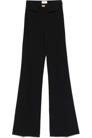 Elisabetta Franchi Crêpe broek met logoplakkaat en toelopende pijpen