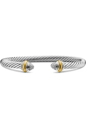David Yurman 14kt geelgouden en sterling zilveren Cable Classics armband (5mm)