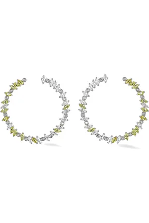 Lark & Berry Zilveren rainbow Veto Daisy oorringen met diamant en saffier