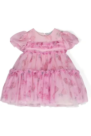 MONNALISA Mesh jurk met ruches en print