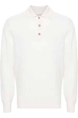 Brunello Cucinelli Kasjmier poloshirt met wafelpatroon