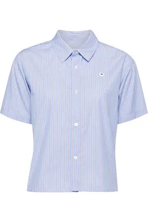 Chocoolate Gestreept popeline shirt met geborduurd logo