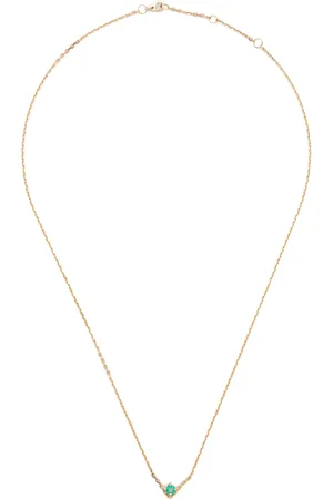 YVONNE LÉON 18kt geelgouden Solitaire V halsketting met smaragd hanger