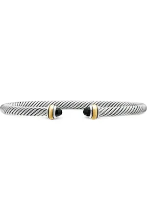 David Yurman 14kt geelgouden en sterling zilveren Cable Classics armband (4mm)