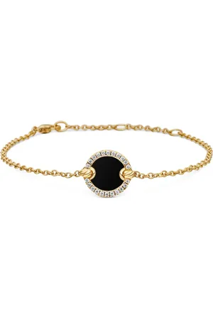 David Yurman 18kt geelgouden Petite DY Elements Center Station Chain schakelarmband met diamant (11 mm)