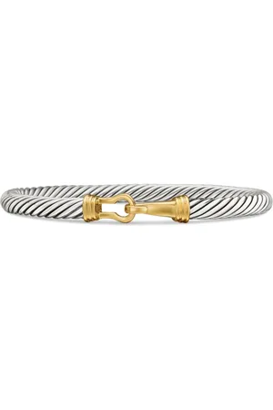 David Yurman 14kt geelgouden en sterling zilveren Cable Classics armband (5mm)