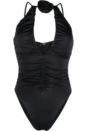 Noire Swimwear Badpak met bloemenpatch en ruches
