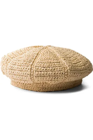 Prada Raffia baret met logopatch
