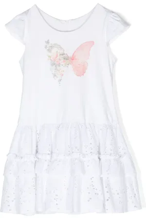 Lapin House Jurk met vlinderprint en vlakken
