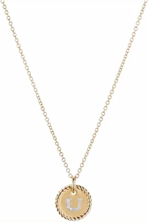 David Yurman 18kt geelgouden halsketting met U