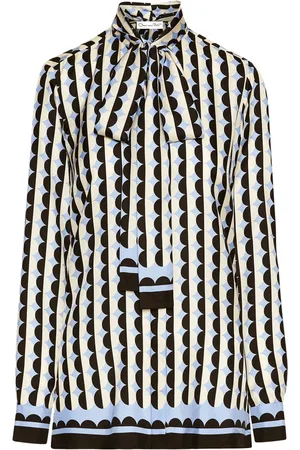 Oscar de la Renta Zijden twill blouse met geometrisch patroon