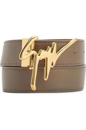 Giuseppe Zanotti Leren riem met logoplakkaat