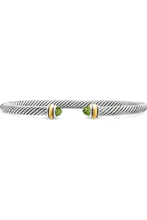 David Yurman 14kt geelgouden en sterling zilveren Cable Classics armband (4mm)