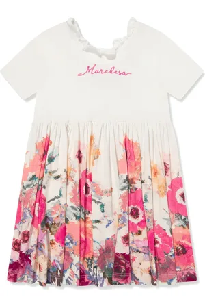Marchesa Notte Jurk met geborduurd logo en bloemenprint