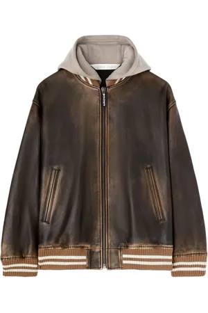 Palm Angels Leren bomberjack met gewelfd logo