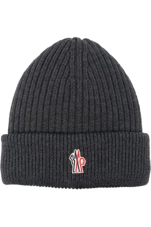 Moncler Geribbelde muts met logopatch