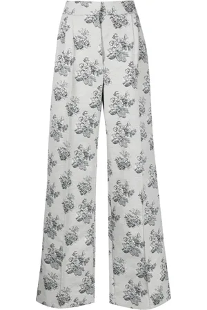 Maison Kitsuné Broek met bloemjacquard