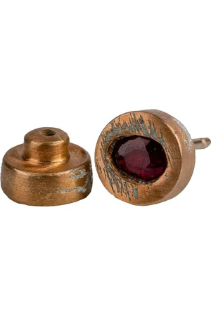 PARTS OF FOUR 18kt rosévergulde sterling zilveren stud oorbel met robijn