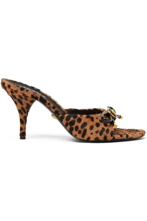 VERSACE 85 mm Opera Bow muiltjes met luipaardprint