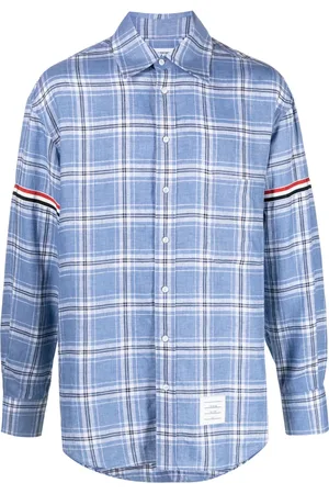 Thom Browne Geruit linnen overhemd met RWB