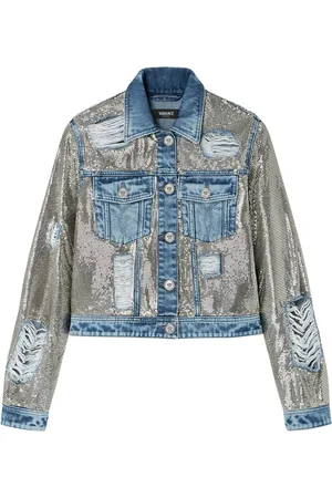 VERSACE Denim jack met mesh